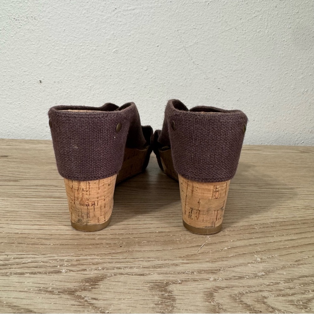 Lucky Brand Miller 2 Wedge Sandals Womens Size 7 M Brown Slip On Cork 37 EU Boho - Picture 10 of 13
